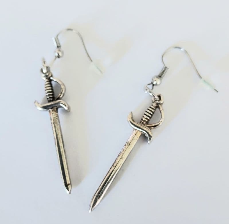Pirates of the Caribbean inspired Newest Sword Dangle Earring, pirate  silver colour  2804a